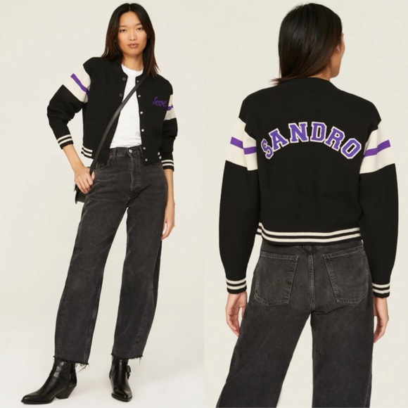 Sandro Sweaters - Sandro Ashton Varsity Cardigan in Size 2